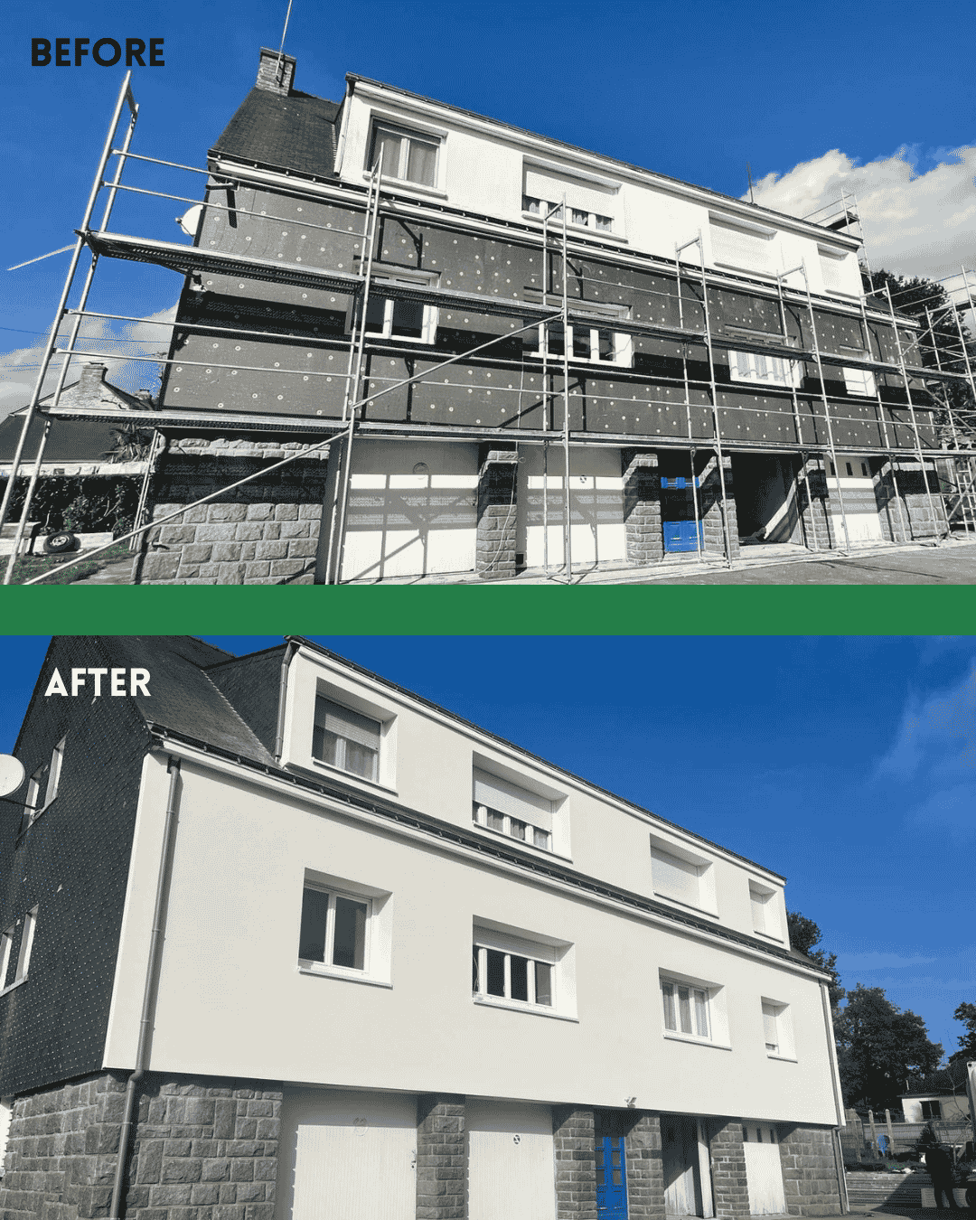 Crepi op gevelisolatie tijdens de afwerking door West Facade